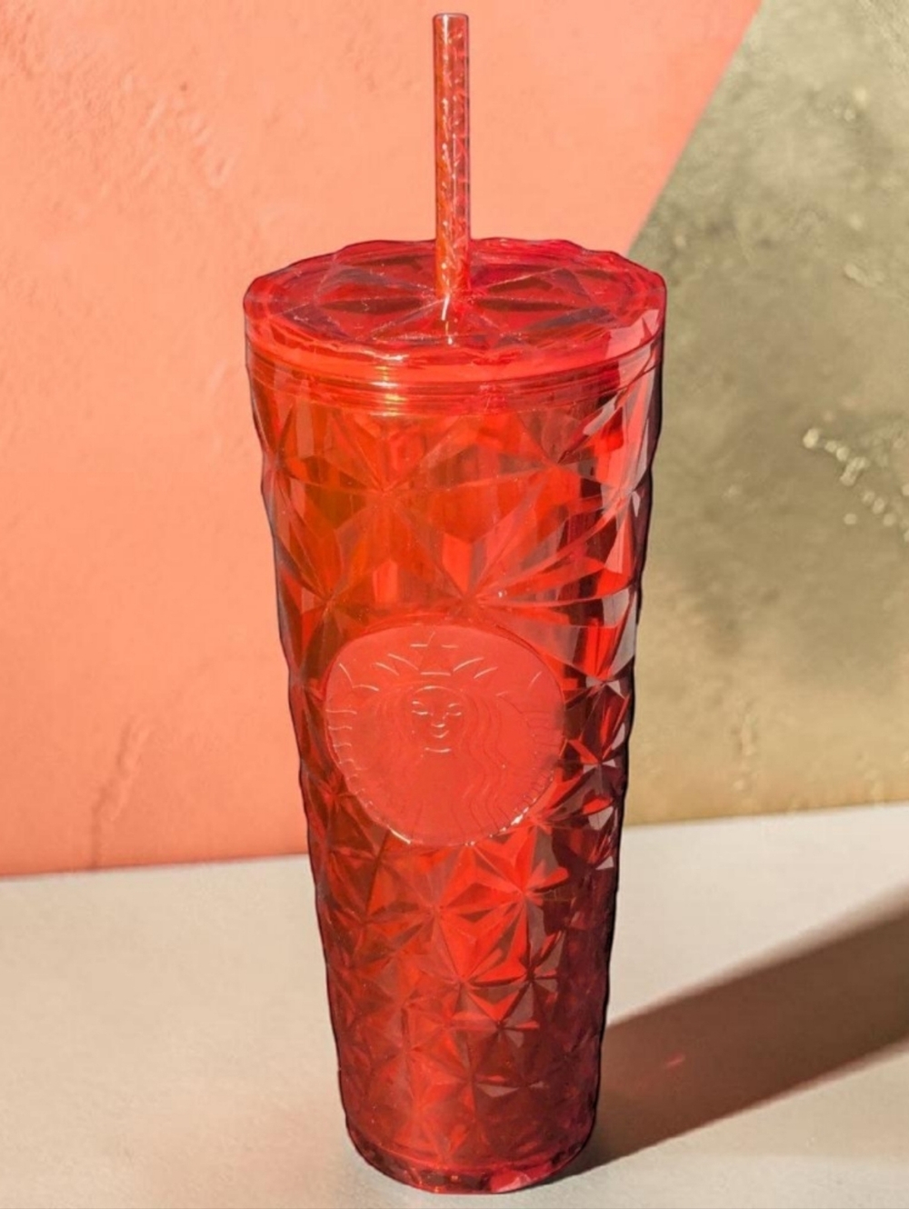 Starbucks Tumbler Christmas Holiday 2023 Red Diamond Prism Crystal Venti 24oz